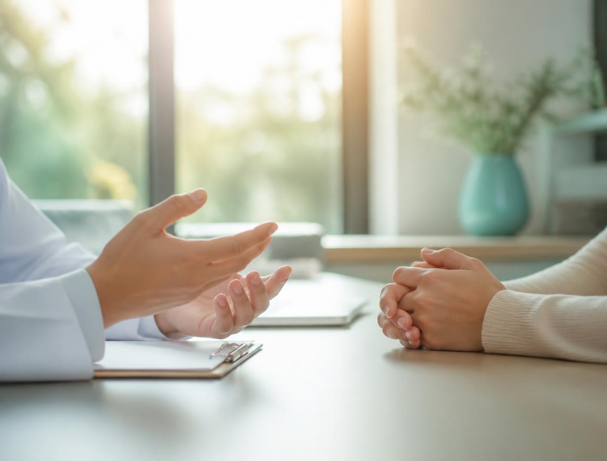 Consulta médica en un consultorio luminoso